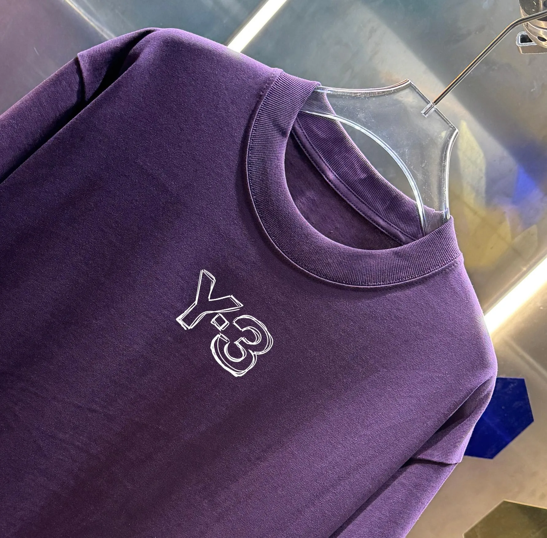 Y 3*Yamamoto*Yoji 2025 Early Autumn and Winter New Arrival Simple printing technology Round neck short-sleeved T-shirt Casual and loose Men and women Same Style Color: Black White Green Purple Size: S M L XL XXL