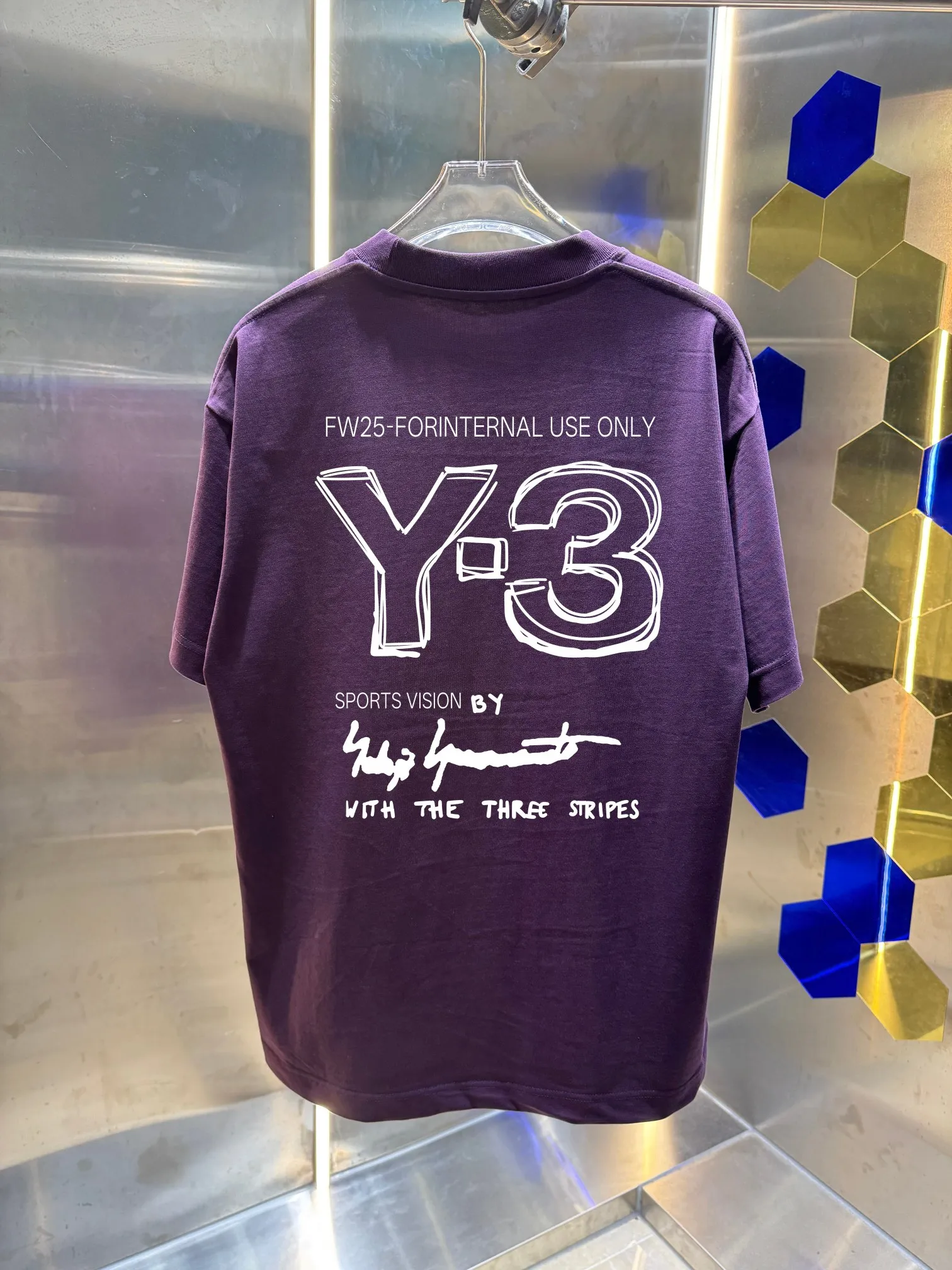 Y 3*Yamamoto*Yoji 2025 Early Autumn and Winter New Arrival Simple printing technology Round neck short-sleeved T-shirt Casual and loose Men and women Same Style Color: Black White Green Purple Size: S M L XL XXL