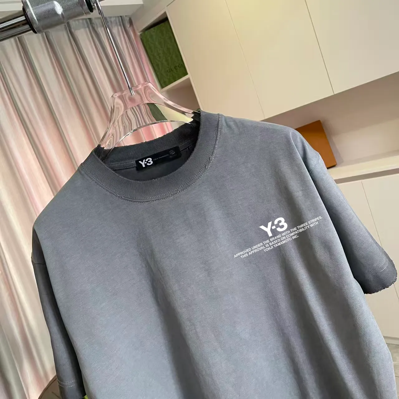 Y-3 2026 Summer New Arrival Washed gradient old and worn Personalized letter logo printing Short-sleeved T-shirt Customized fabric g Men and women Same Style Size: S M L XL XXL Five sizes Color: White Brown Purple Gray