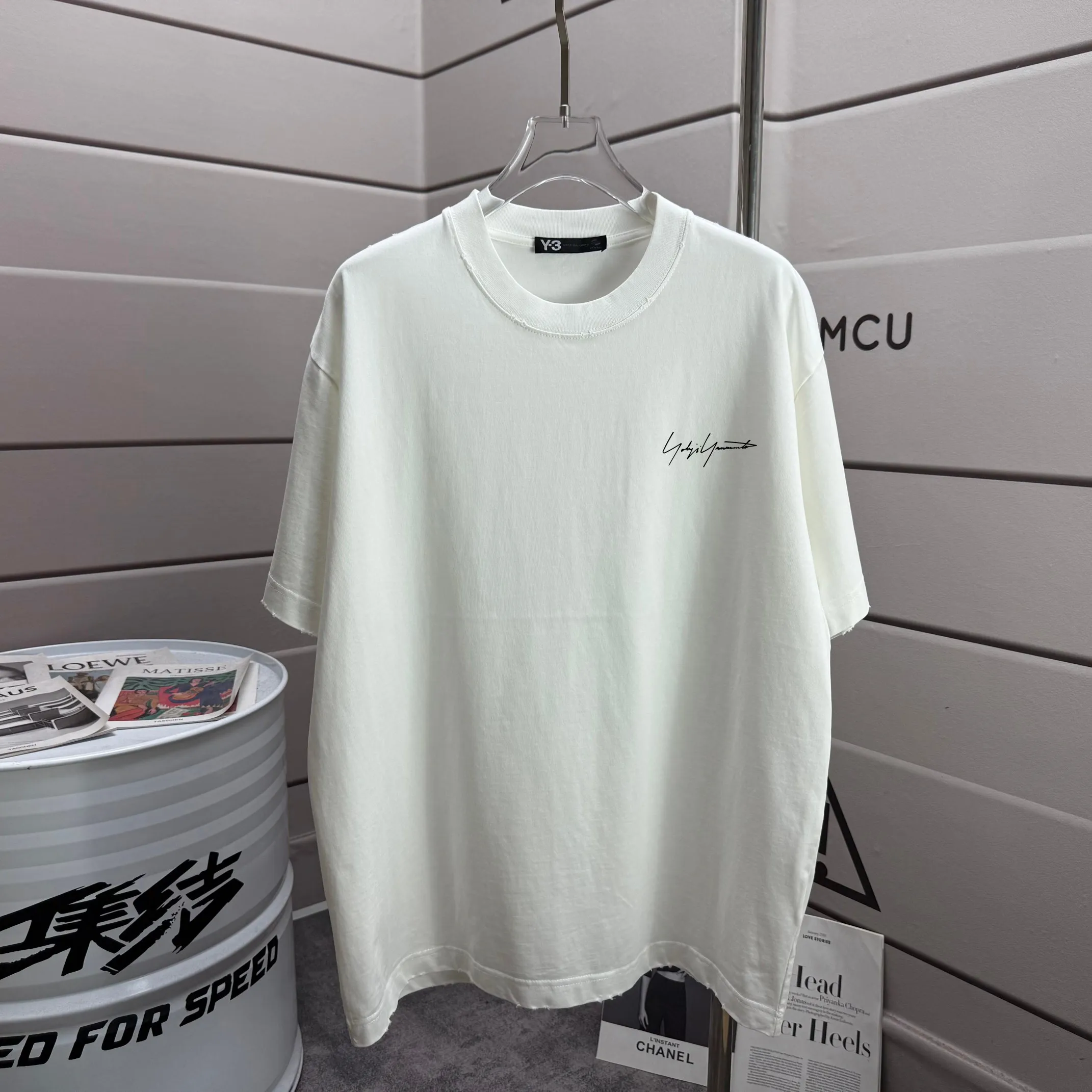 # 95 Y 3*Yamamoto*Yoji 2026 Spring and Summer New Arrival Washed and worn Round neck short-sleeved tee Men's and Women's Same Style Loose version Color: Washed black Washed white Washed gray Brown Size: S M L XL XXL Size: S (90-130 pounds) M (120-150 pounds) L (140-165 pounds) XL (160-180 pounds) XXL (180 pounds)