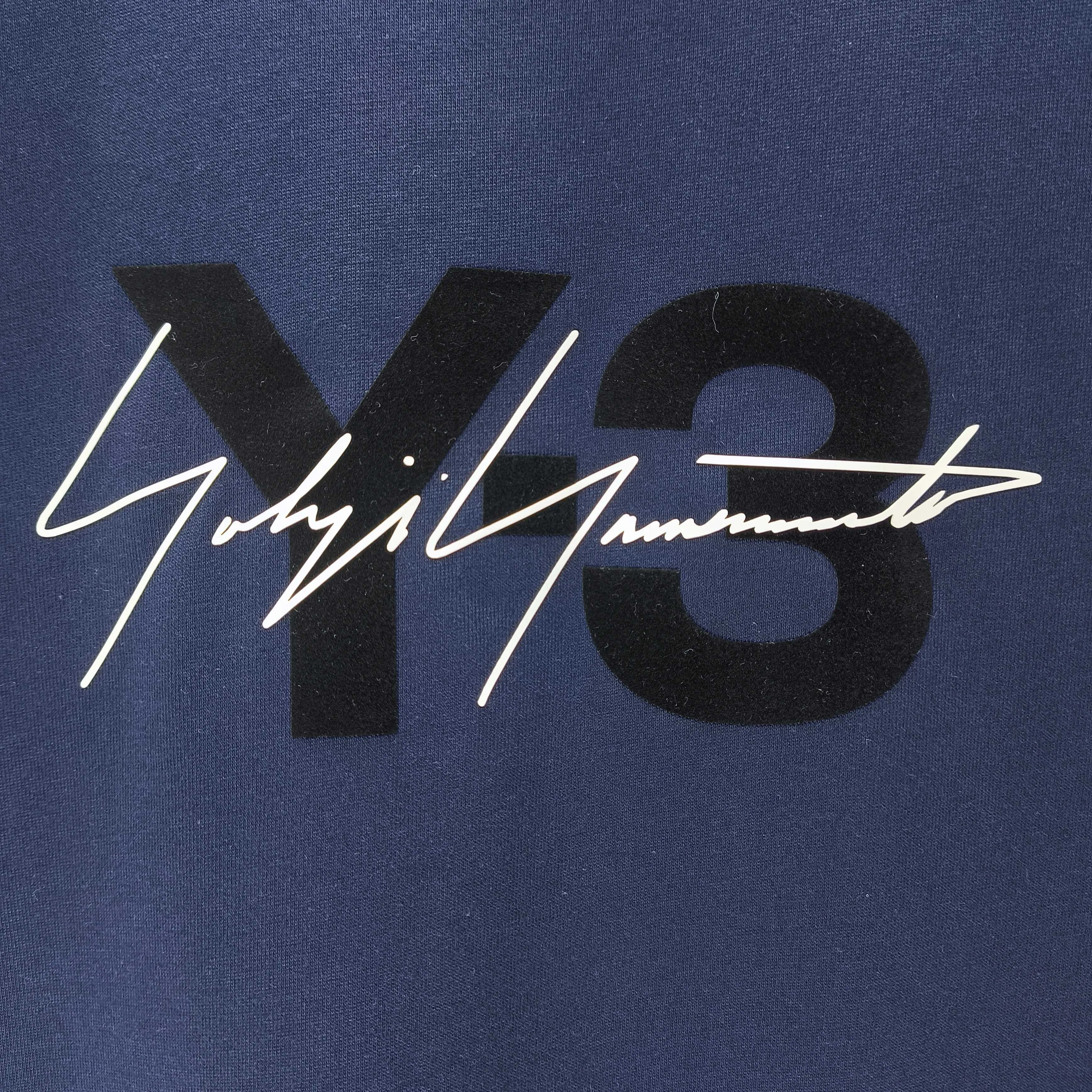 Y 3 Yohji Yamamoto 2026 Spring and Summer New Arrival flocking➕silicone signature logo short-sleeved T-shirt loose fit for men and women Same Style Size S M L XL XXL Black White Navy Blue color
