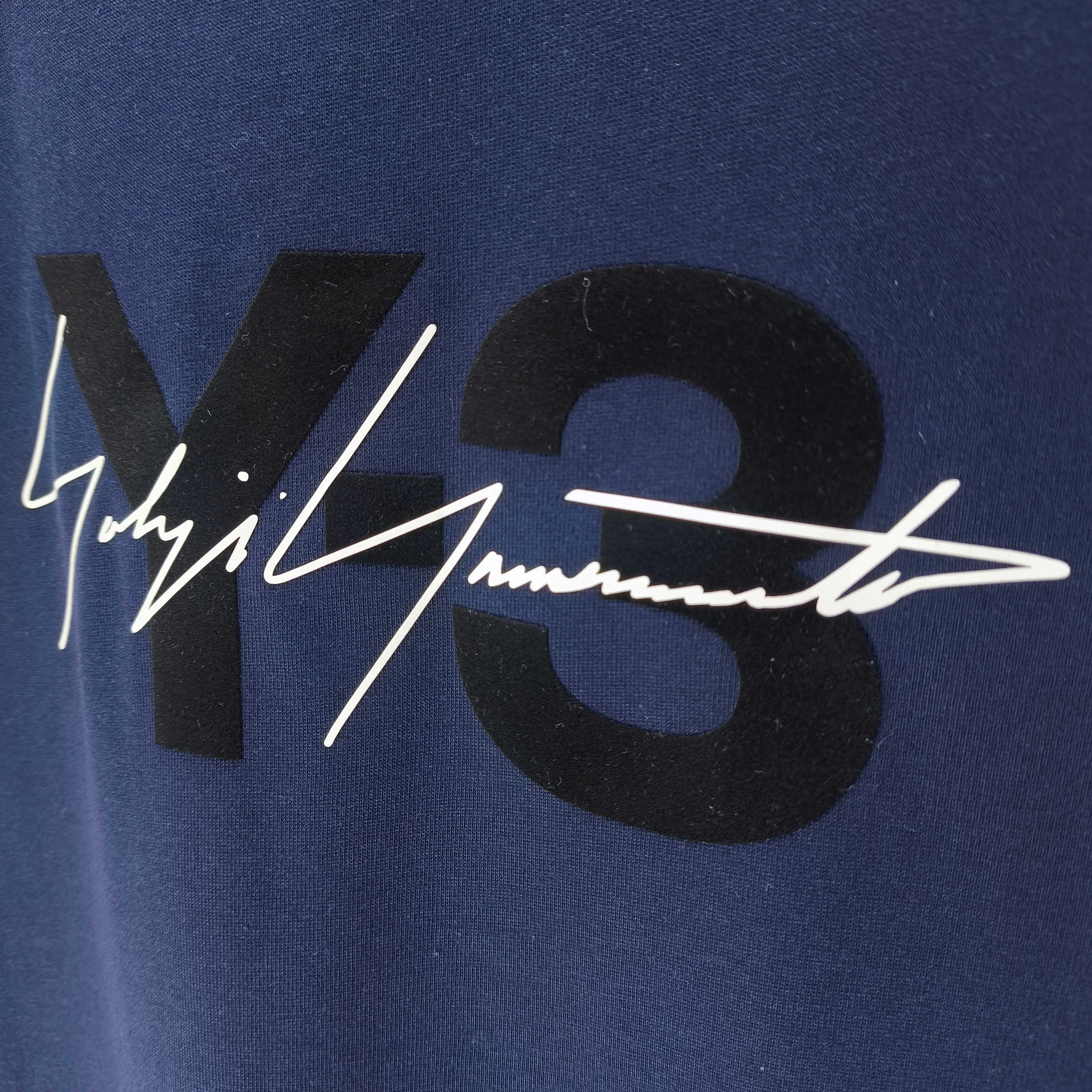 Y 3 Yohji Yamamoto 2026 Spring and Summer New Arrival flocking➕silicone signature logo short-sleeved T-shirt loose fit for men and women Same Style Size S M L XL XXL Black White Navy Blue color