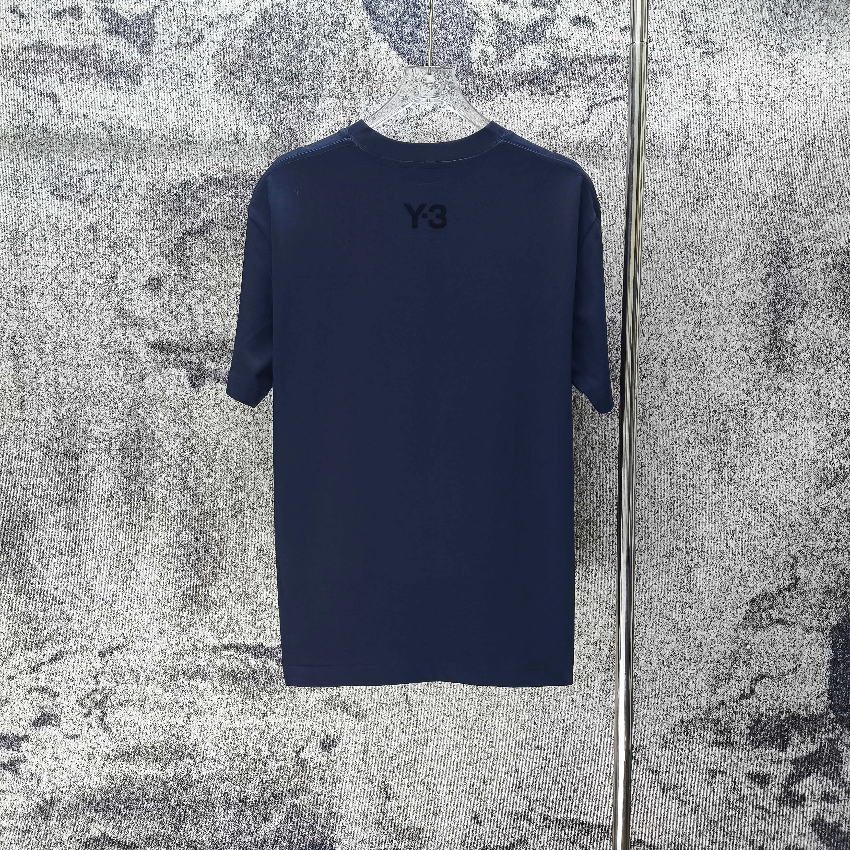 Y 3 Yohji Yamamoto 2026 Spring and Summer New Arrival flocking➕silicone signature logo short-sleeved T-shirt loose fit for men and women Same Style Size S M L XL XXL Black White Navy Blue color