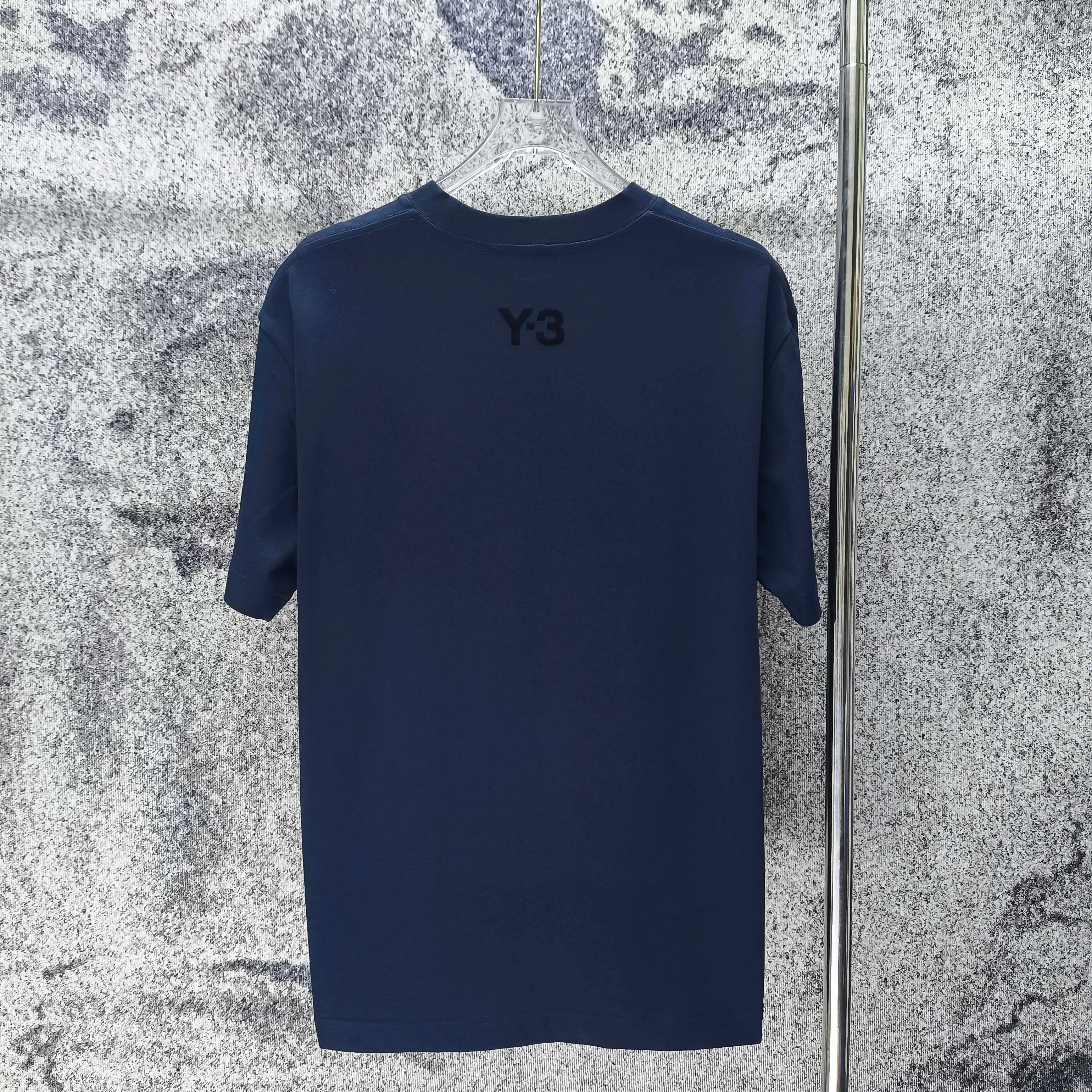 Y 3 Yohji Yamamoto 2026 Spring and Summer New Arrival flocking➕silicone signature logo short-sleeved T-shirt loose fit for men and women Same Style Size S M L XL XXL Black White Navy Blue color