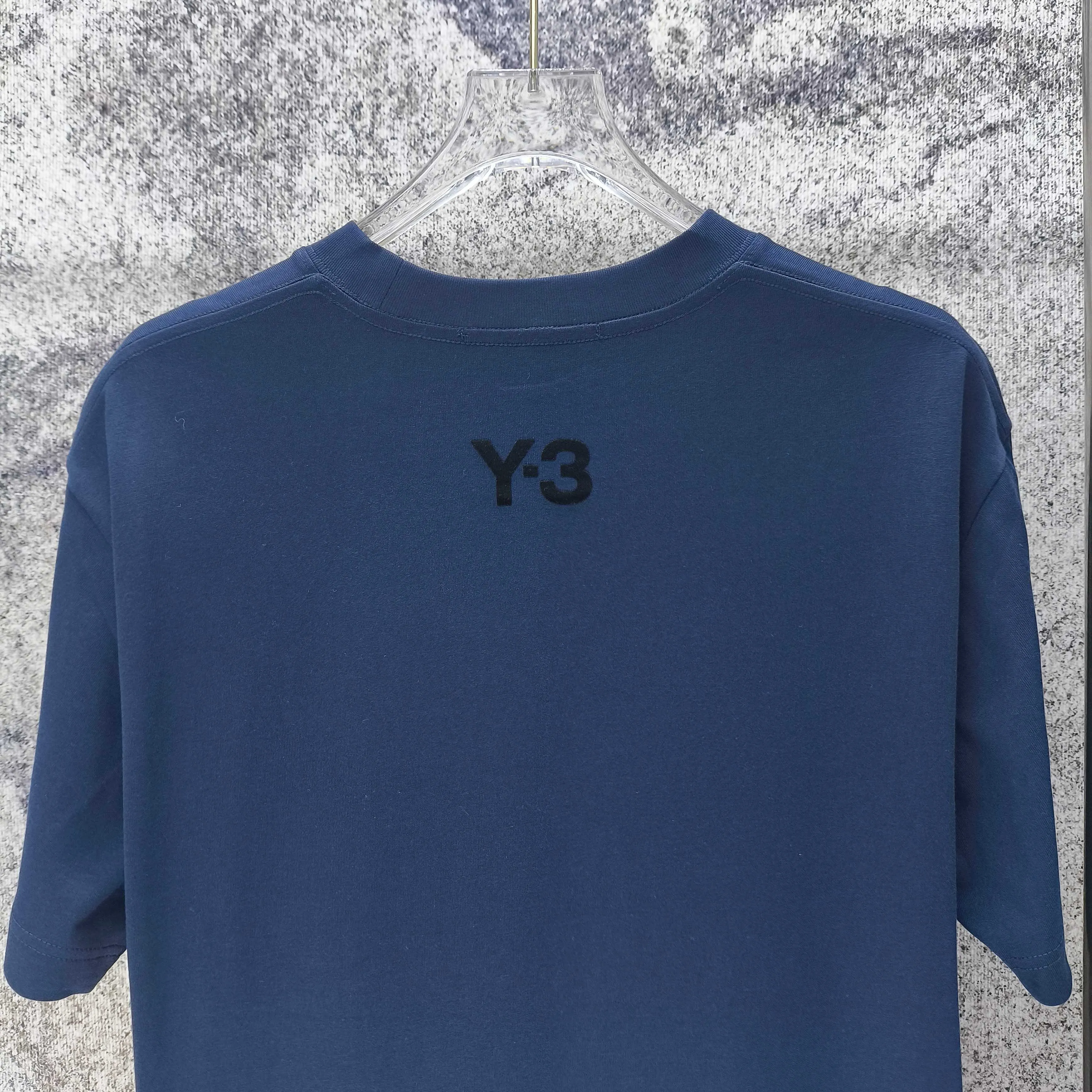 Y 3 Yohji Yamamoto 2026 Spring and Summer New Arrival flocking➕silicone signature logo short-sleeved T-shirt loose fit for men and women Same Style Size S M L XL XXL Black White Navy Blue color