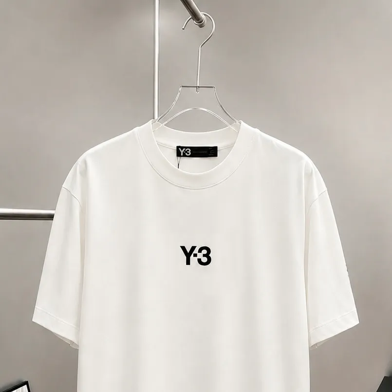 Y 3～ Logo embroidery "Difference currency fabric" Double yarn pure cotton, tight yarn short-sleeved T-shirt top short-sleeved tee upper body is very comfortable, Same Style half-sleeves for men and women, dropped shoulders loose version Color: Black White Coffee Brown Size: S (90-130 pounds) M (125-150 pounds) L (135-165 pounds) XL (160-190 pounds) XXL (185 pounds)