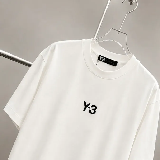 Y 3～ Logo embroidery "Difference currency fabric" Double yarn pure cotton, tight yarn short-sleeved T-shirt top short-sleeved tee upper body is very comfortable, Same Style half-sleeves for men and women, dropped shoulders loose version Color: Black White Coffee Brown Size: S (90-130 pounds) M (125-150 pounds) L (135-165 pounds) XL (160-190 pounds) XXL (185 pounds)