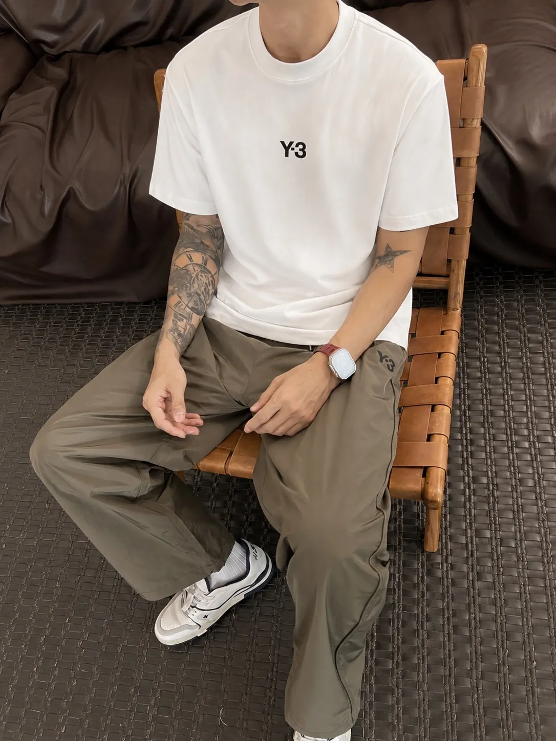 Y 3～ Logo embroidery "Difference currency fabric" Double yarn pure cotton, tight yarn short-sleeved T-shirt top short-sleeved tee upper body is very comfortable, Same Style half-sleeves for men and women, dropped shoulders loose version Color: Black White Coffee Brown Size: S (90-130 pounds) M (125-150 pounds) L (135-165 pounds) XL (160-190 pounds) XXL (185 pounds)