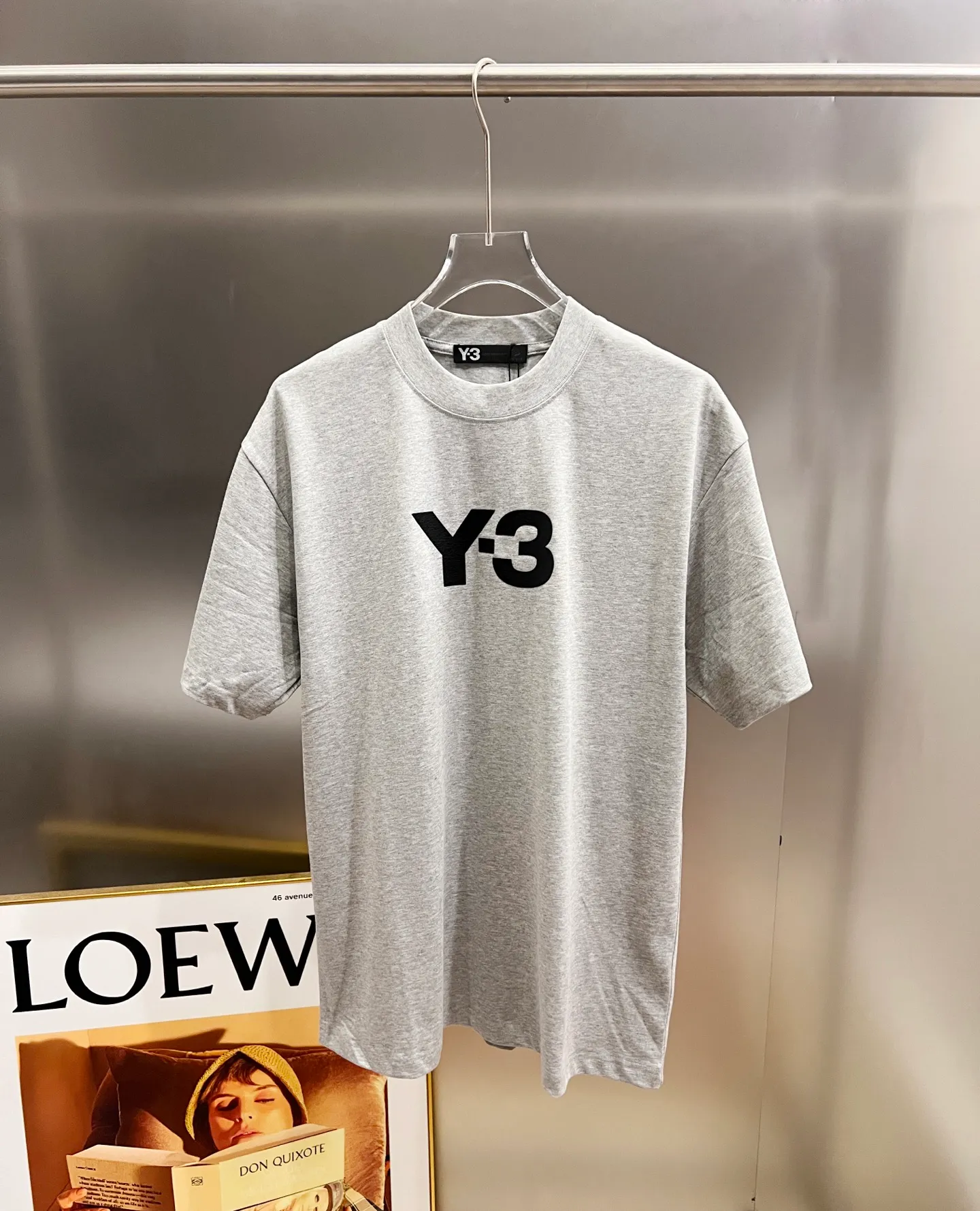 Y 3*Yamamoto*Yoji 2026 Spring and Summer New Arrival Simple signature letter three-dimensional craftsmanship Y-3 Customized double yarn plain cotton fabric Short-sleeved T-shirt Men and women Same Style Loose version Size S M L