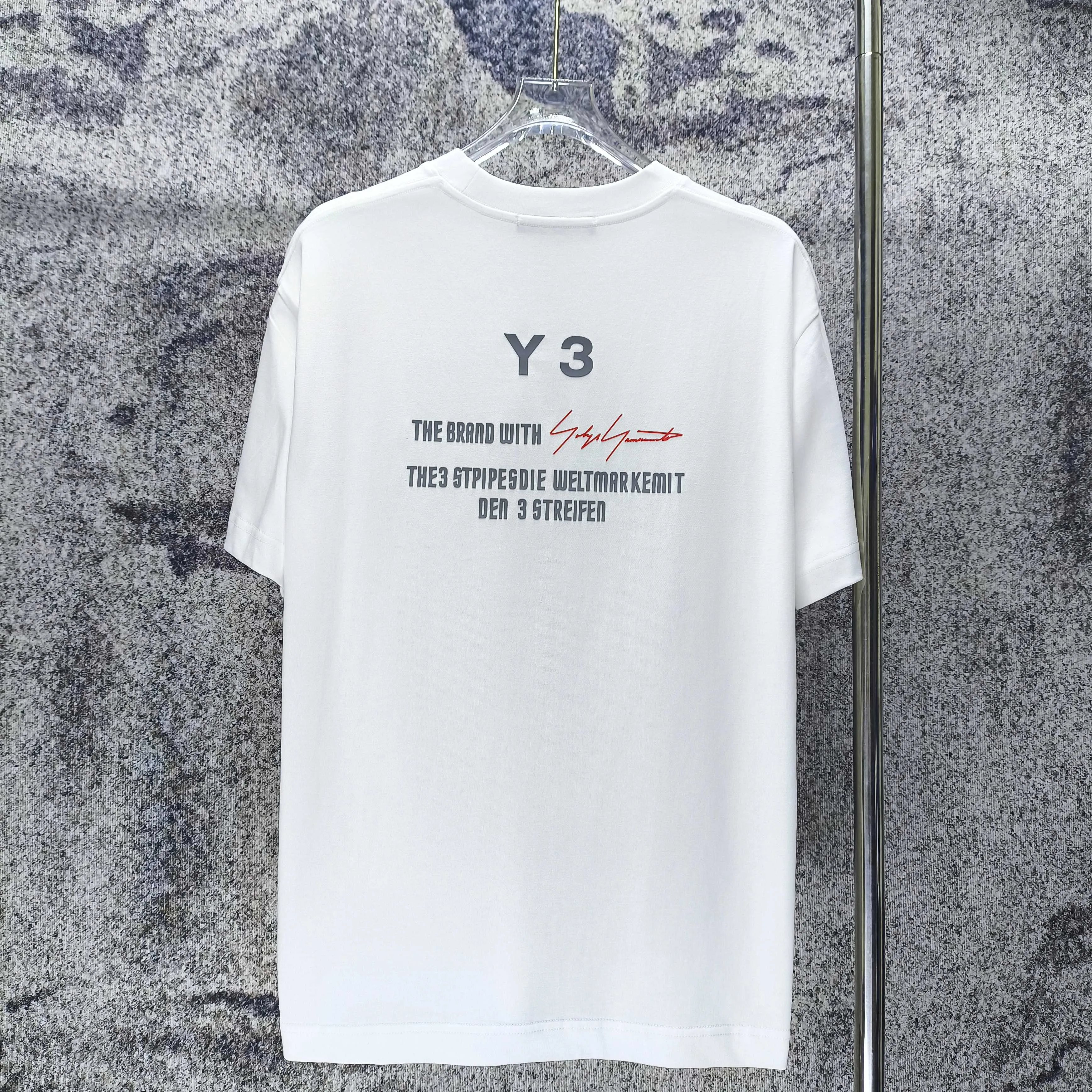 Y 3 Yohji Yamamoto 2026New Arrival Three-dimensional thick rubber logo short-sleeved T-shirt Loose fit for men and women Same Style Size S M L XL XXL Black White Gray