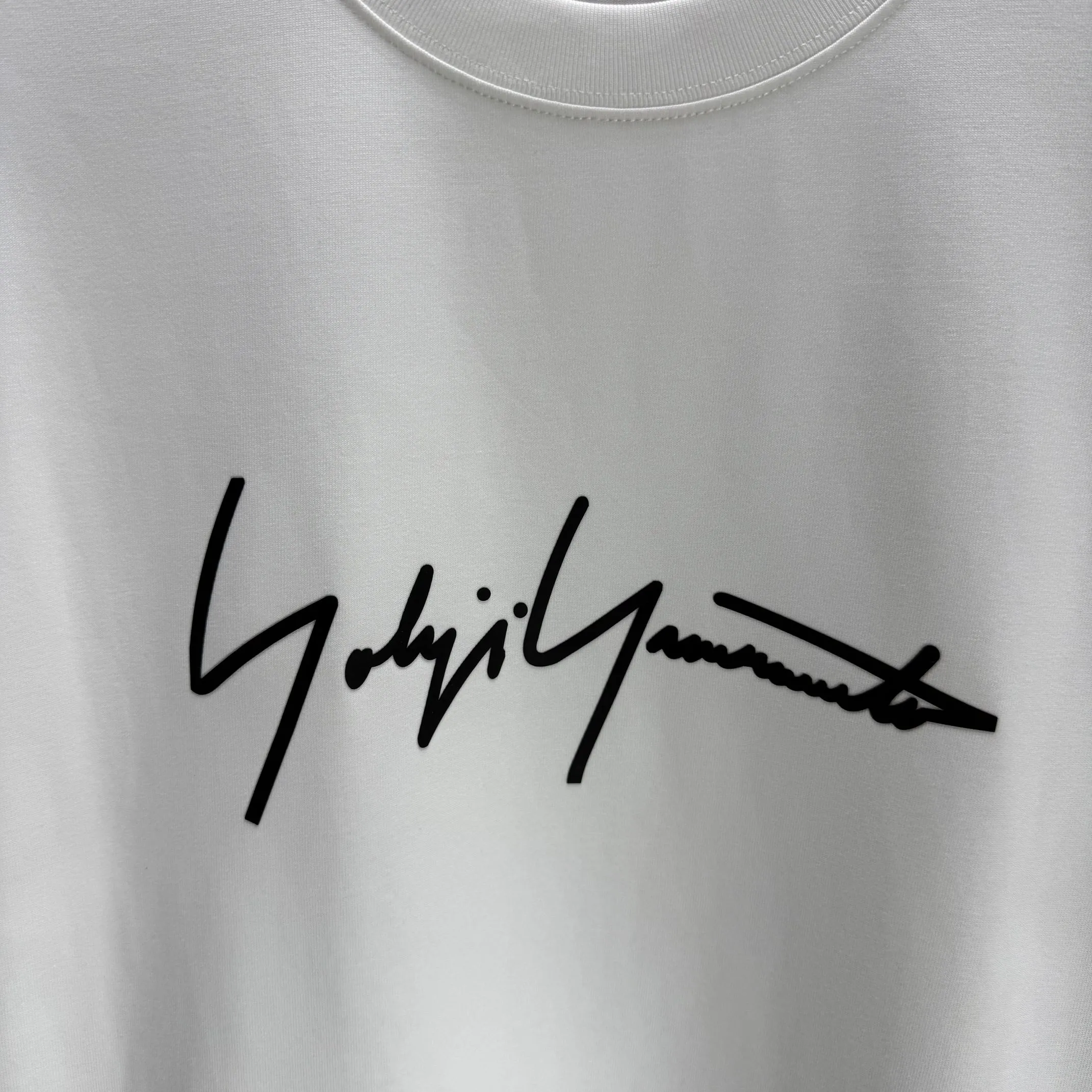 Y 3 Yohji Yamamoto 2025 Autumn and Winter New Arrival thick long-sleeved T-shirt Gram pure cotton letter logo signature three-dimensional silicone Color: Black White Angora Red Sizes: S M L XL