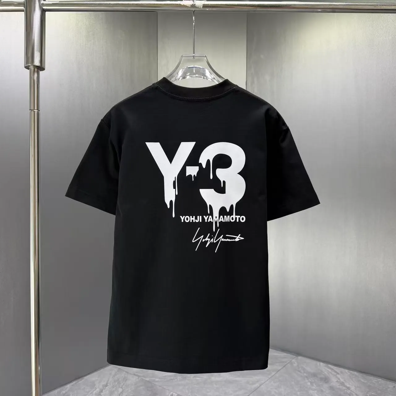 Y 3 Yohji Yamamoto 2026 Spring and Summer New Arrival short-sleeved T-shirt Customized pure cotton letter logo flocking Color: Black White Color Sizes: S M L XL XXL