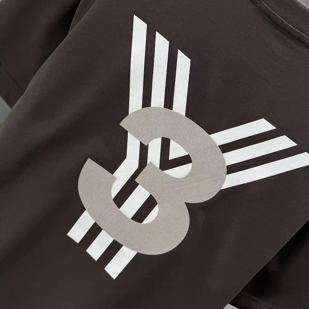 Y 3 Yohji Yamamoto 2026 Spring and Summer New Arrival short-sleeved T-shirt Customized pure cotton letter logo flocked patch Color: Black White Color Sizes: S M L XL XXL