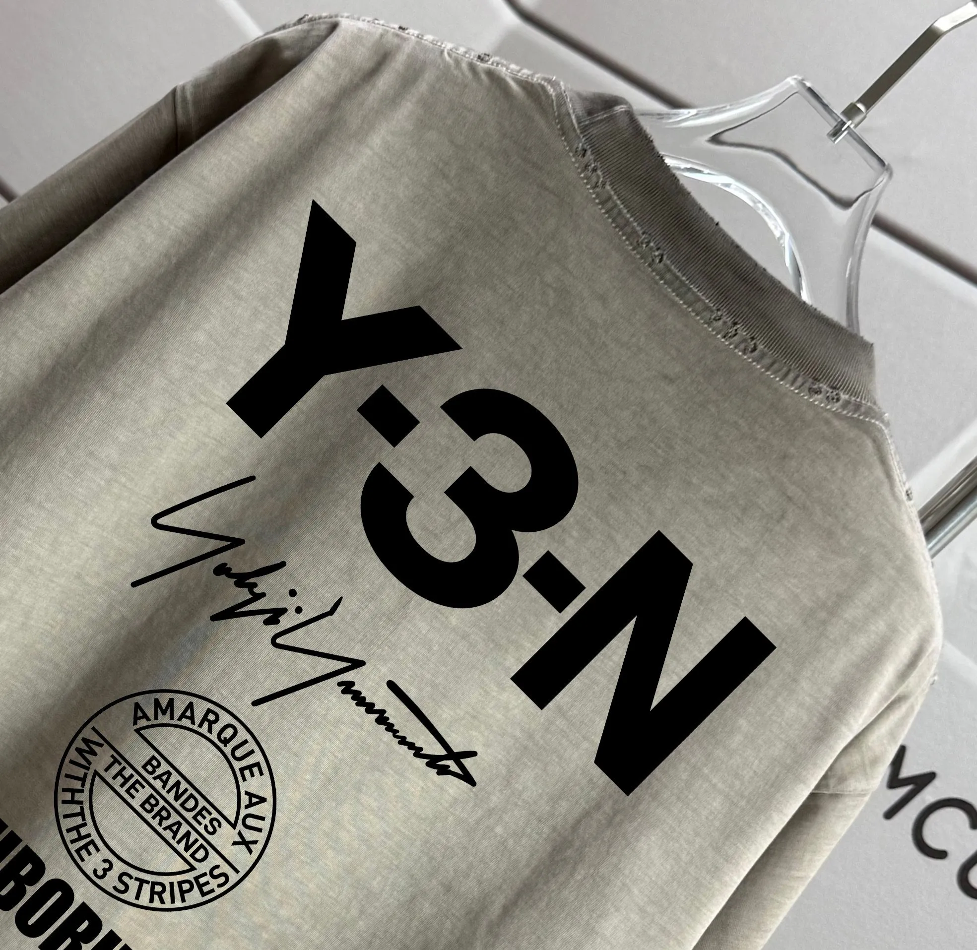 # 95 Y 3*Yamamoto*Yoji 2026 Spring and Summer New Arrival Washed and worn Round neck short-sleeved tee Men's and Women's Same Style Loose version Color: Washed black Washed white Washed gray Brown Size: S M L XL XXL Size: S (90-130 pounds) M (120-150 pounds) L (140-165 pounds) XL (160-180 pounds) XXL (180 pounds)
