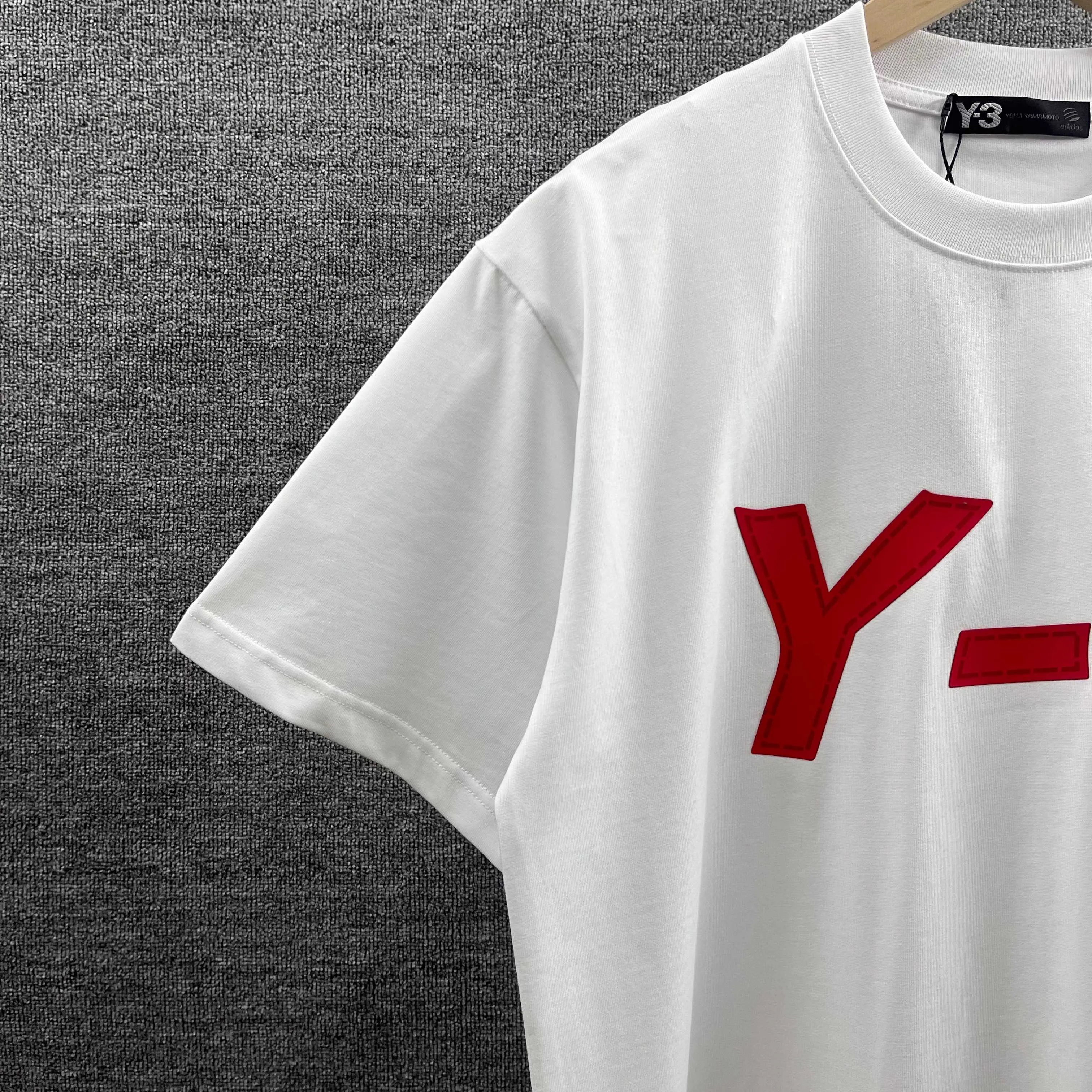 Y 3* * *Yoji 2026 Spring and Summer New Arrival signature simple letter thick plate silicone craft Y-3 double yarn custom plain cotton fabric short-sleeved T-shirt men and women Same Style Color: Black White Size: S (90-130 pounds) M (120-150 pounds) L (140-165 pounds) XL (160-180 pounds) XXL (180 kilograms)