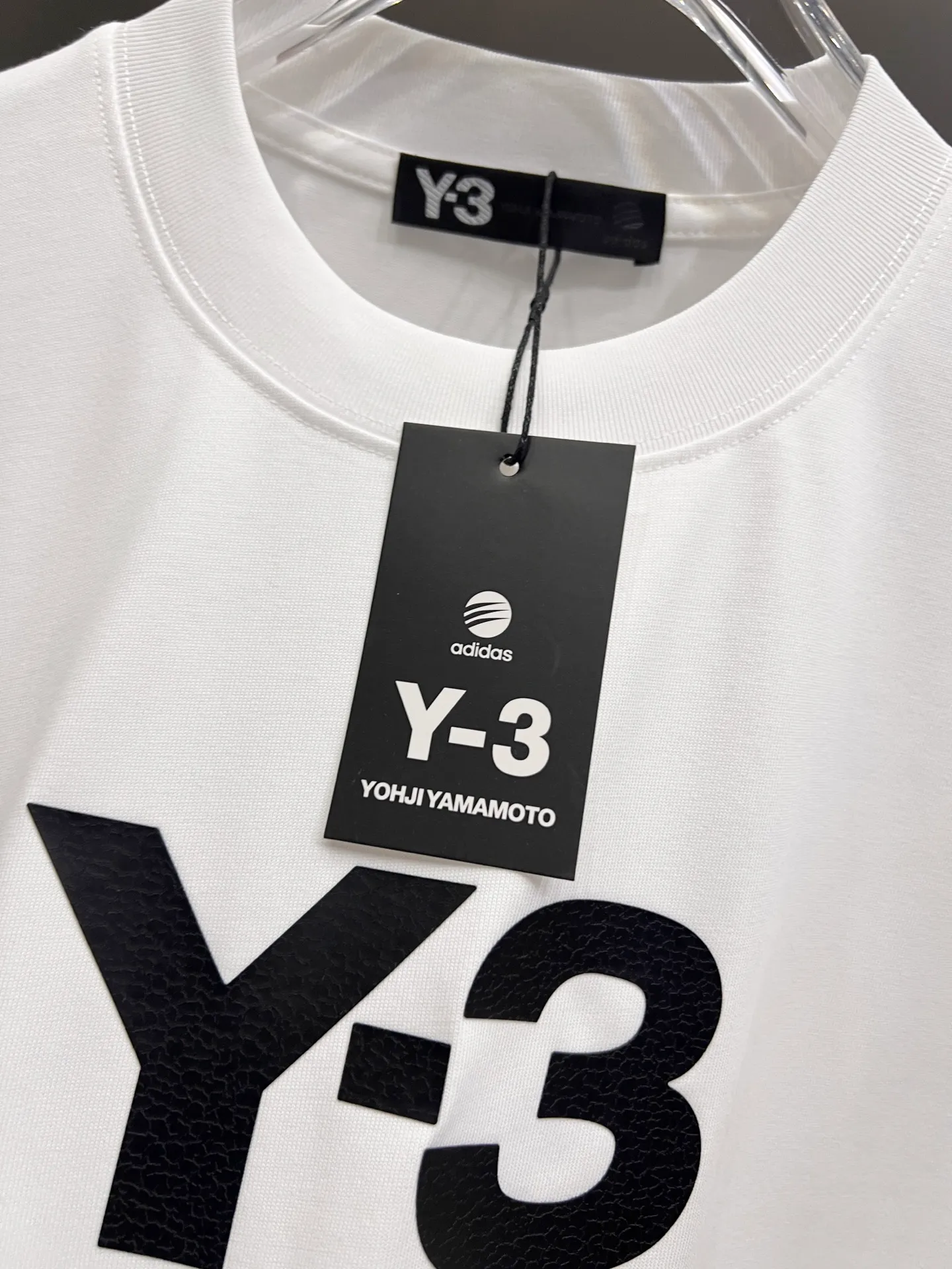 Y 3*Yamamoto*Yoji 2026 Spring and Summer New Arrival Simple signature letter three-dimensional craftsmanship Y-3 Customized double yarn plain cotton fabric Short-sleeved T-shirt Men and women Same Style Loose version Size S M L