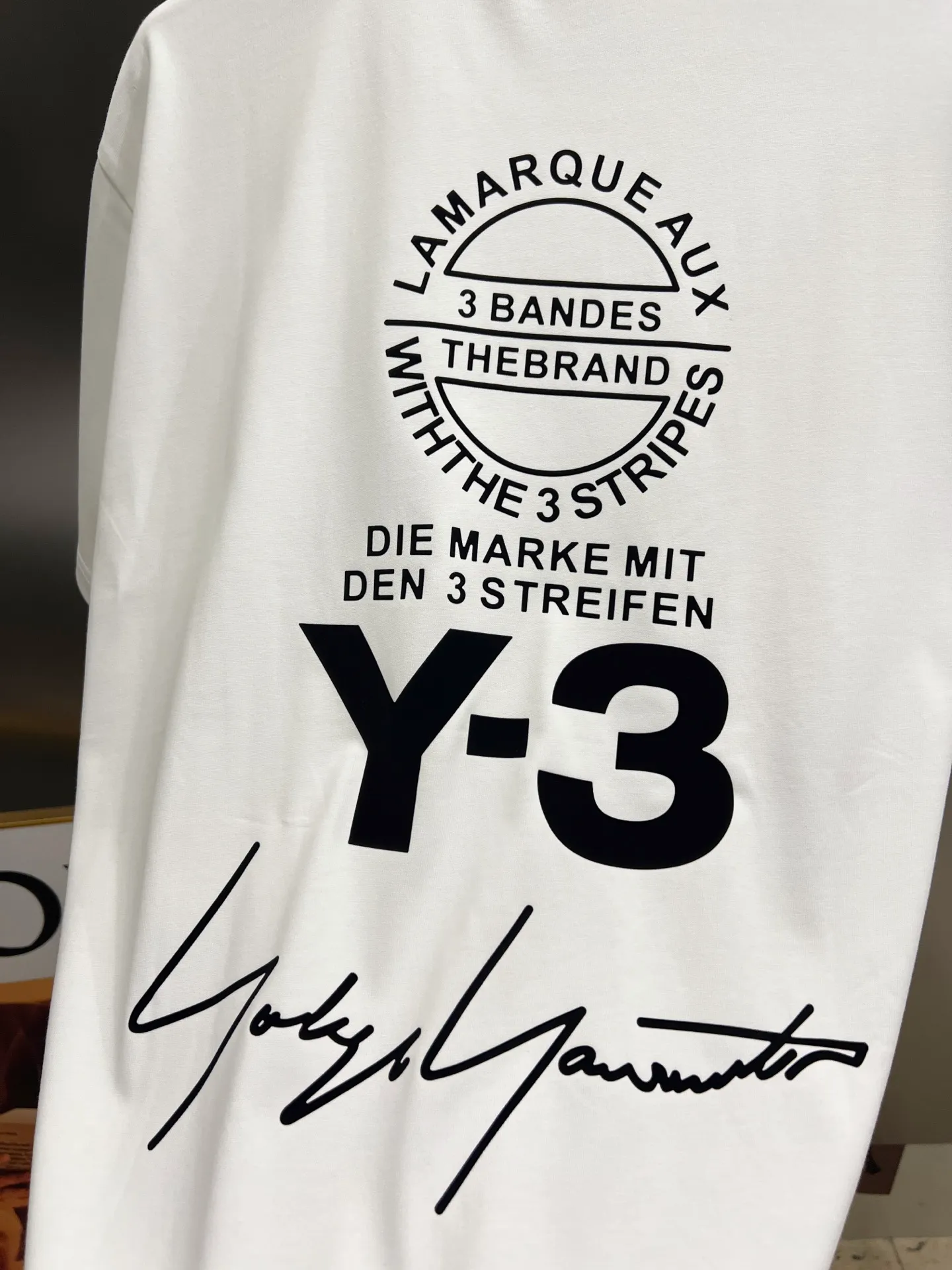 Y 3*Yamamoto*Yoji 2026 Spring and Summer New Arrival Simple signature letter three-dimensional craftsmanship Y-3 Customized double yarn plain cotton fabric Short-sleeved T-shirt Men and women Same Style Loose version Size S M L