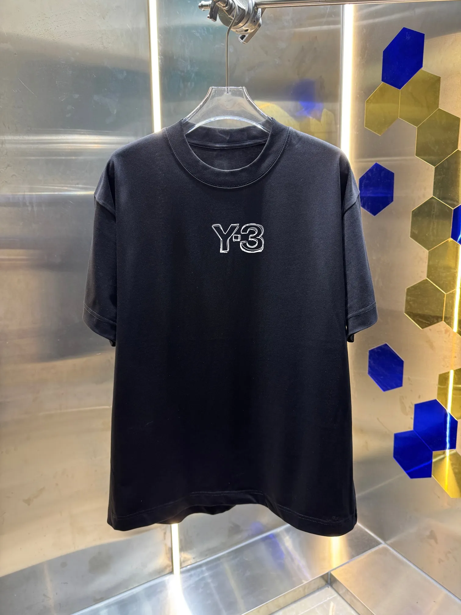 Y 3*Yamamoto*Yoji 2025 Early Autumn and Winter New Arrival Simple printing technology Round neck short-sleeved T-shirt Casual and loose Men and women Same Style Color: Black White Green Purple Size: S M L XL XXL