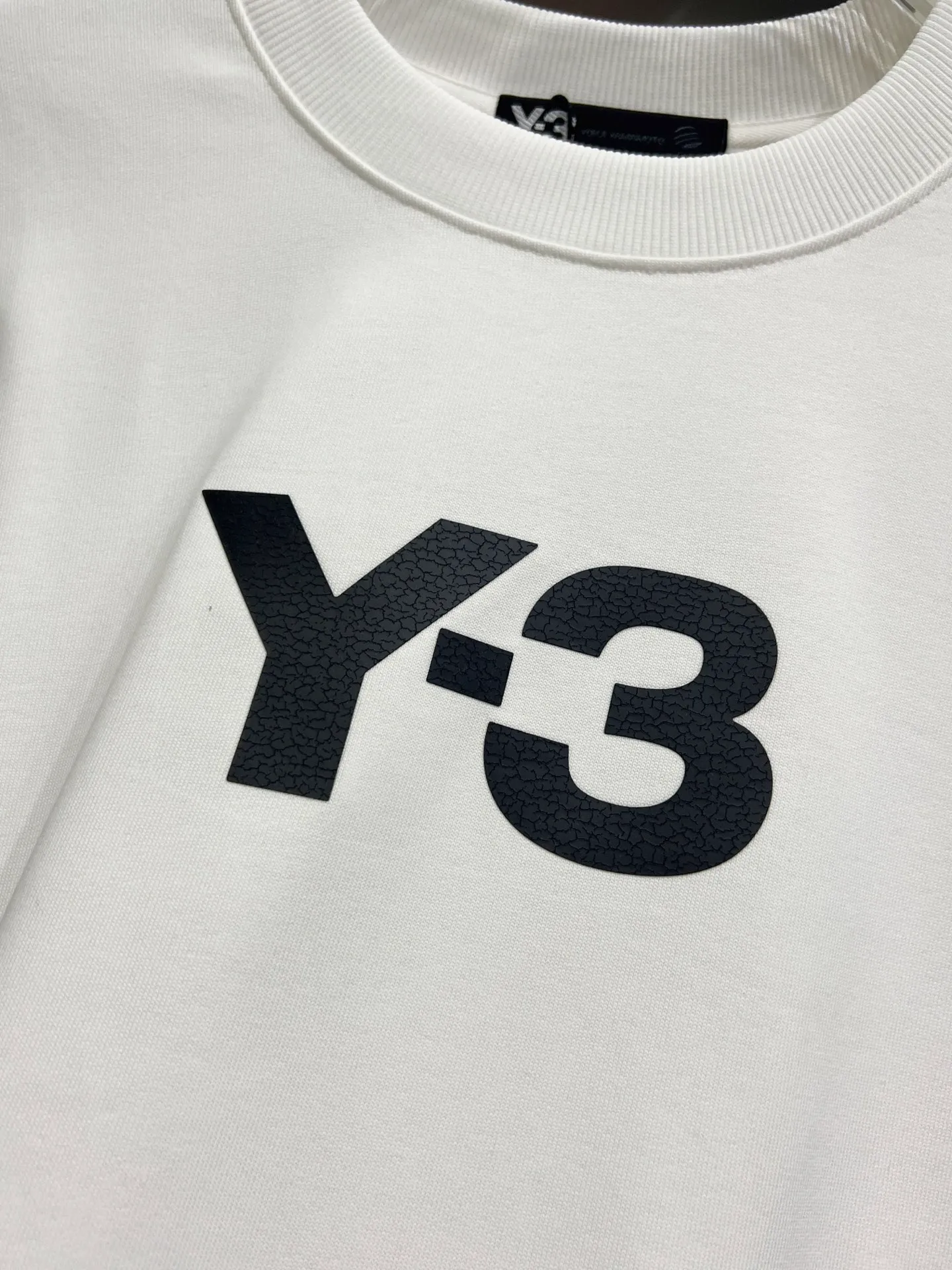 Y 3*Yamamoto*Yoji 2026 Autumn and Winter New Arrival round neck long-sleeved sweatshirt, simple signature letter three-dimensional flocking three-dimensional technology Y-3 customized double yarn plain cotton fabric Premium version! Same Style for Men and Women Loose Version Size S M L XL XXL Five Sizes Black White