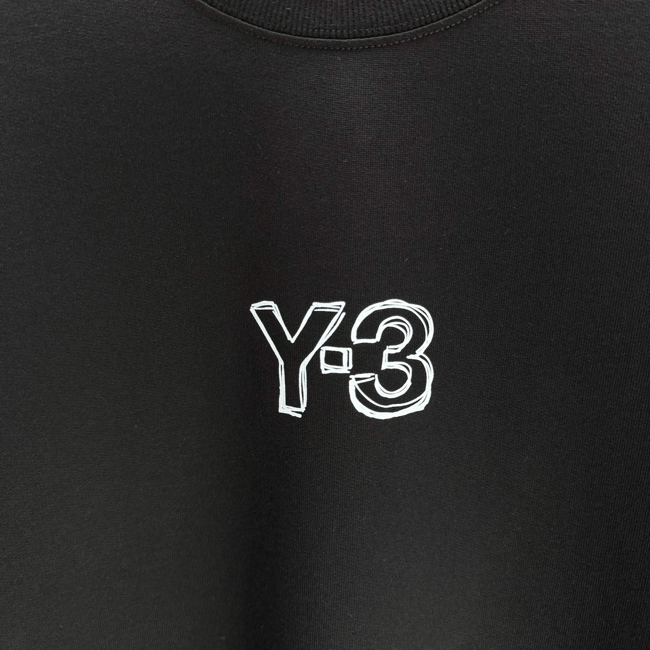 Y 3 Yohji Yamamoto 2025 Autumn and Winter New Arrival crew neck sweatshirt gram terry cotton letter logo print Color: Black White Gray Sizes: S M L XL XXL