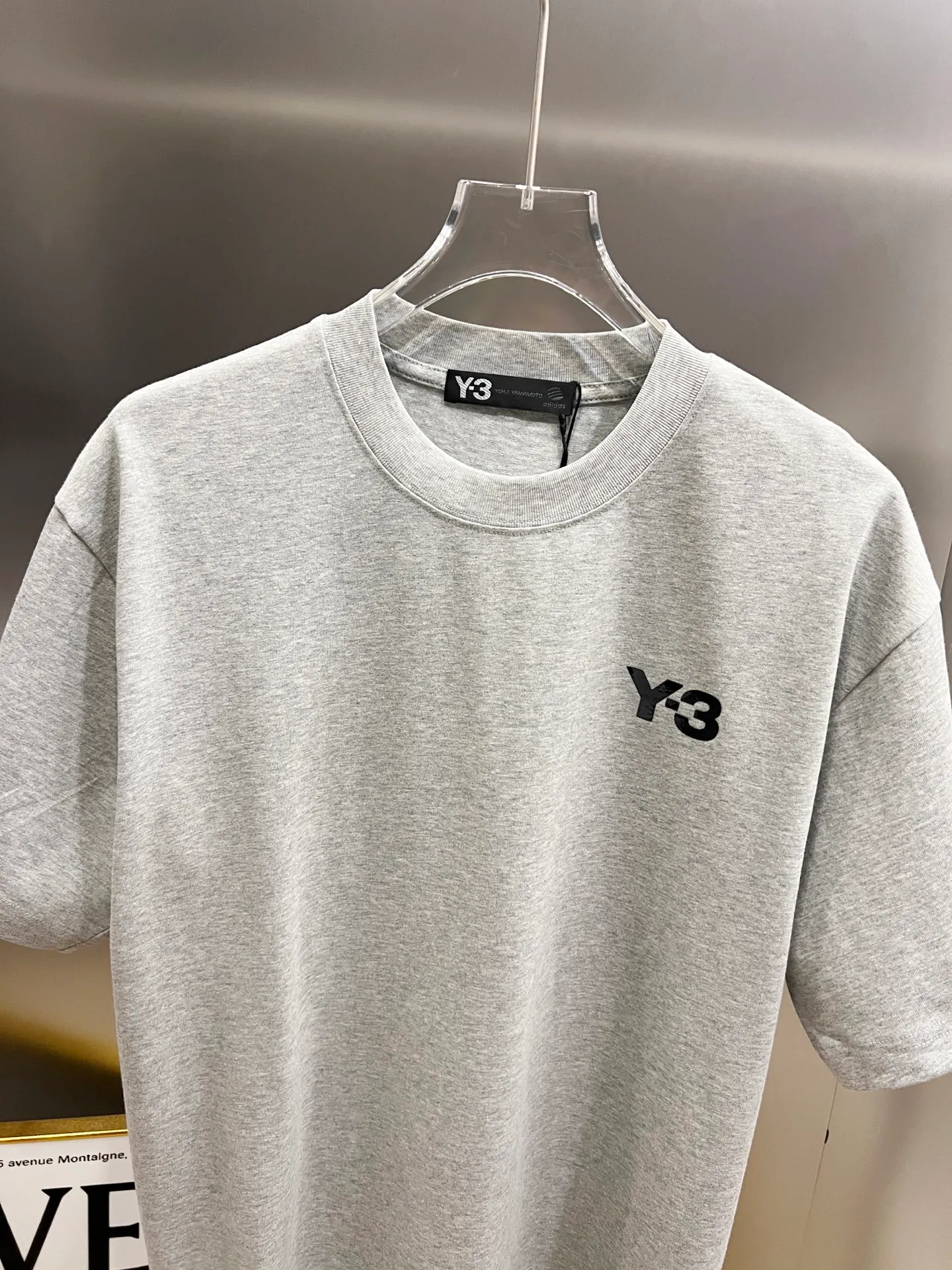 Y 3*Yamamoto*Yoji 2026 Spring and Summer New Arrival Simple signature letter three-dimensional craftsmanship Y-3 Customized double yarn plain cotton fabric Short-sleeved T-shirt Men and women Same Style Loose version Size S M L XL XXL Five sizes Black White Gray Yingguang Green