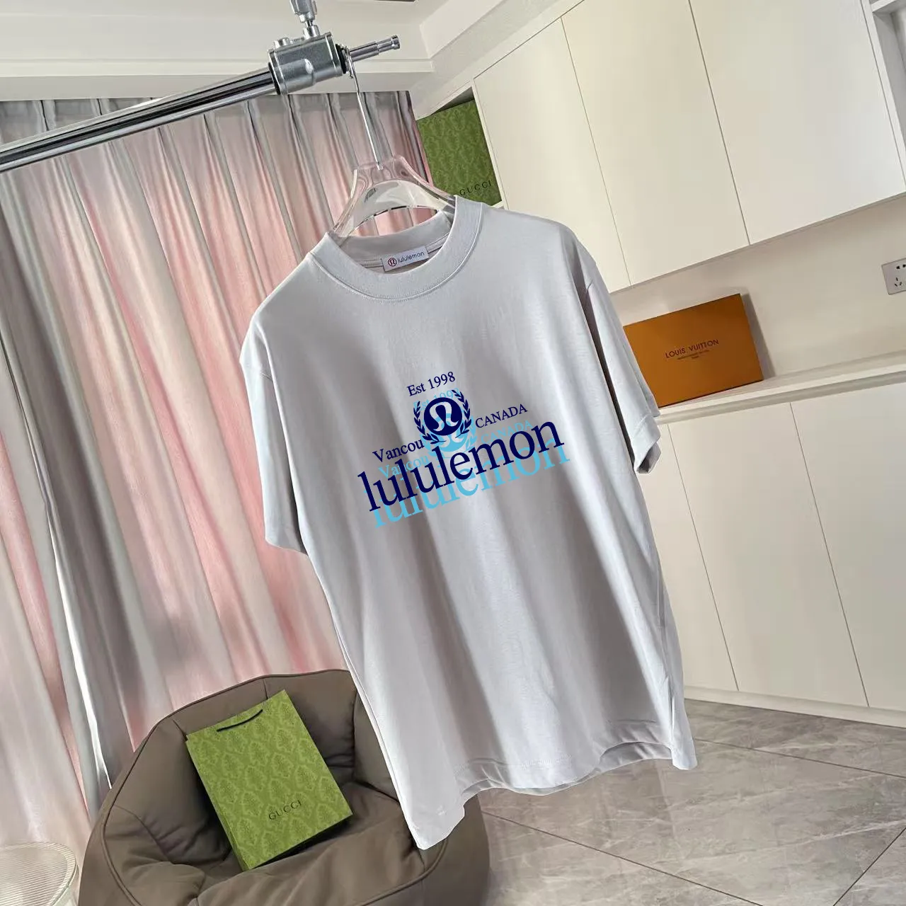 lulu* 2025 New Arrival logo g t Same Style Size：S M L XL XXL ：Black White Blue Gray
