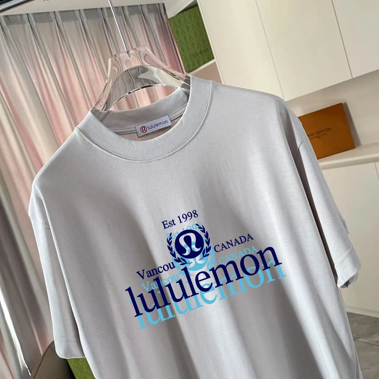 lulu* 2025 New Arrival logo g t Same Style Size：S M L XL XXL ：Black White Blue Gray