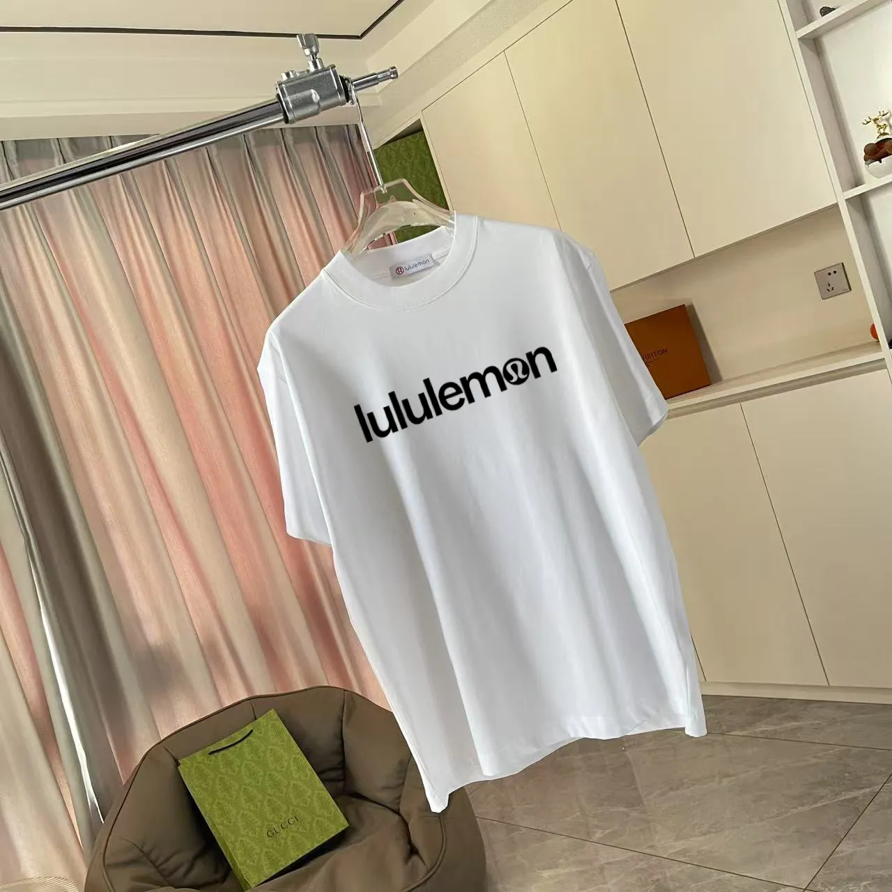 lulu* 2025 New Arrival logo g t Same Style Size：S M L XL XXL ：Black White Green Blue
