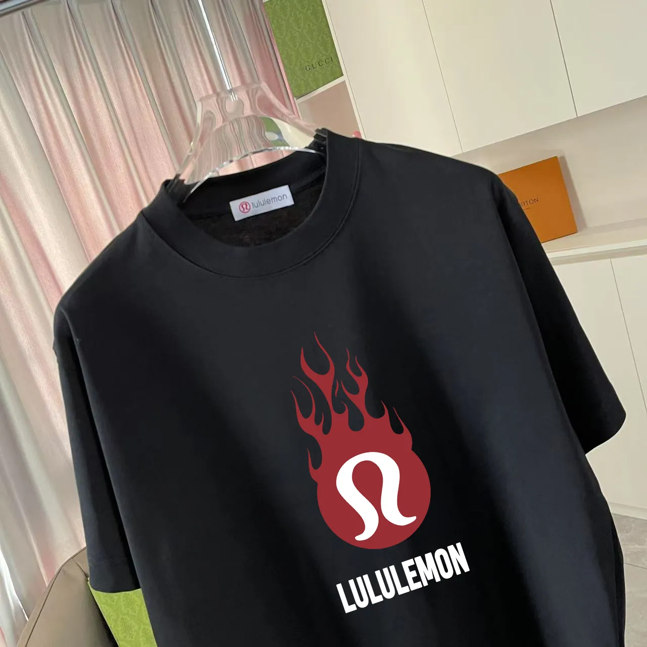 lulu* 2025 New Arrival logo g t Same Style Size：S M L XL XXL ：Black White Pink Purple
