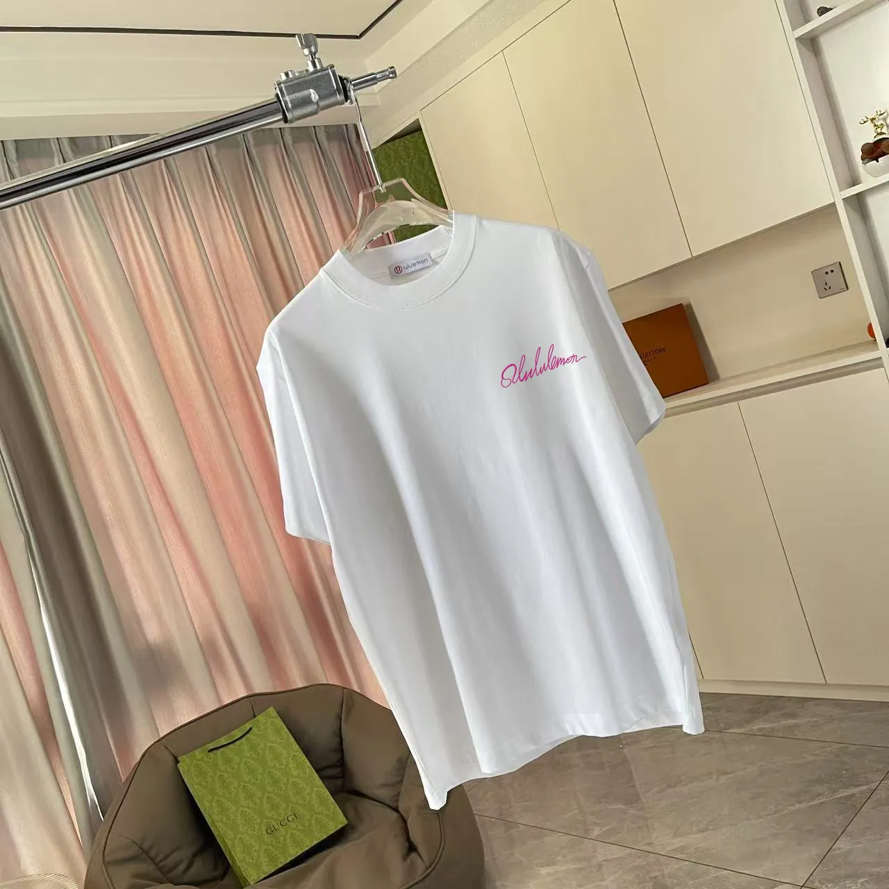 lulu* 2025 New Arrival logo g t Same Style Size：S M L XL XXL ：Black White Pink Green Red