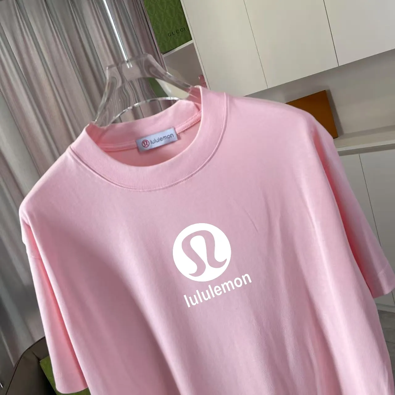 lulu* 2025 New Arrival logo g t Same Style Size：S M L XL XXL ：Black White Pink Gray