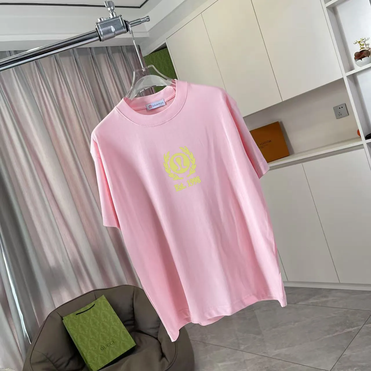 lulu* 2025 New Arrival logo g t Same Style Size：S M L XL XXL ：Black White Pink Gray