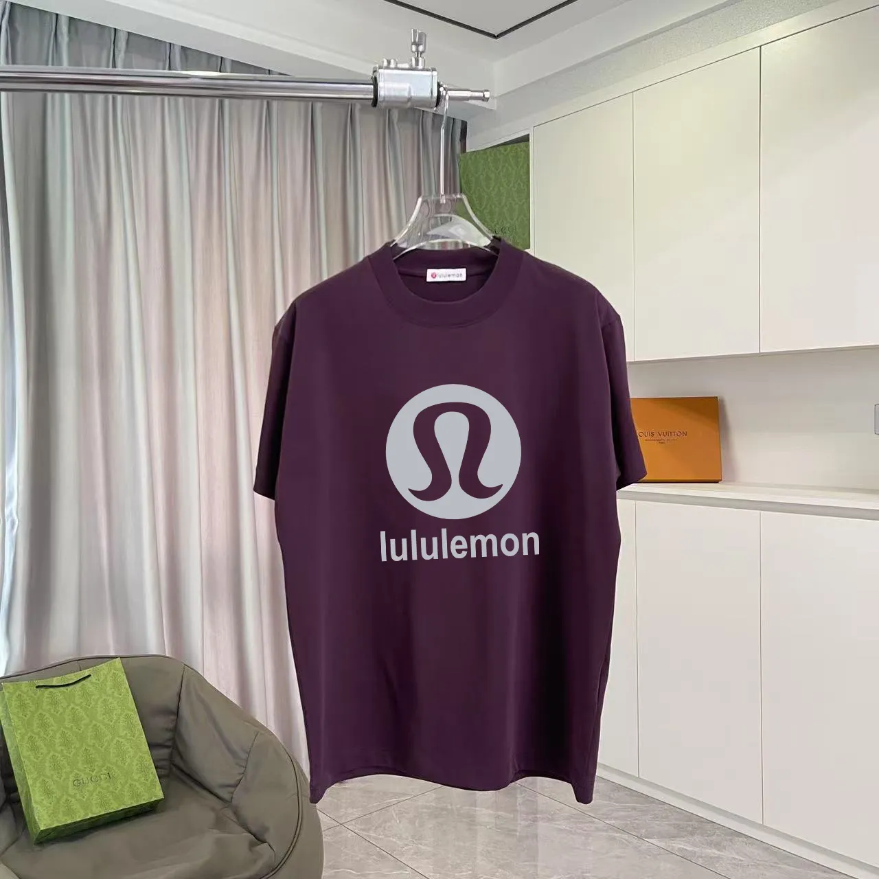 lulu* 2025 New Arrival logo g t Same Style Size：S M L XL XXL ：Black White Green Purple