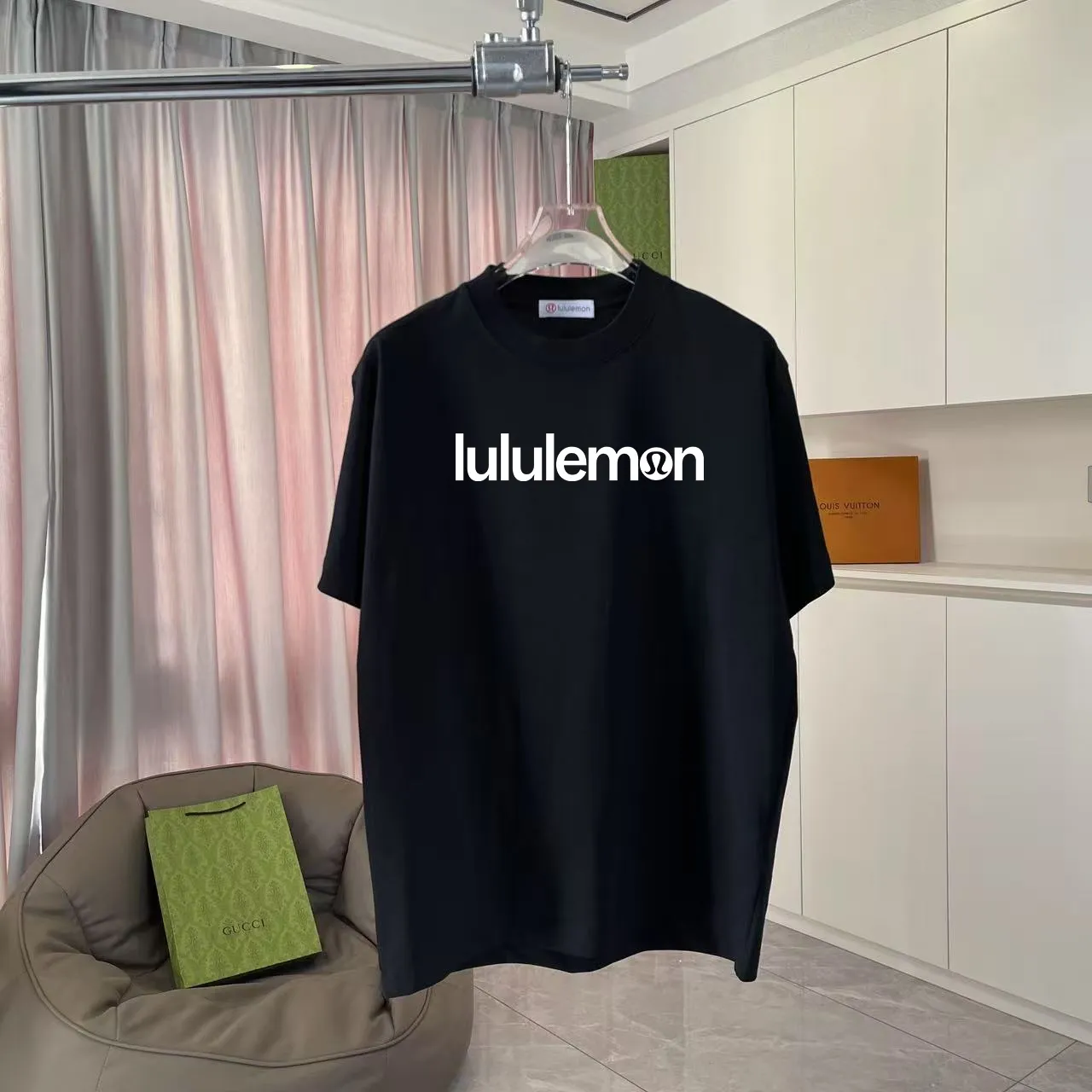 lulu* 2025 New Arrival logo g t Same Style Size：S M L XL XXL ：Black White Green Blue