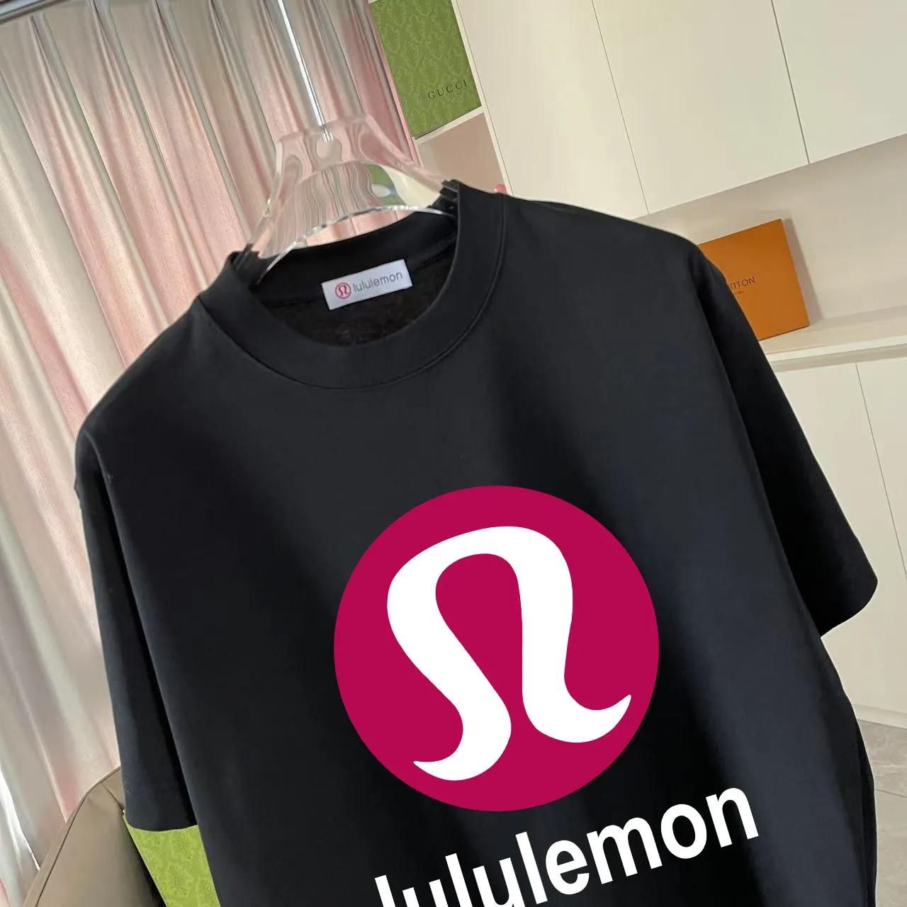 lulu* 2025 New Arrival logo g t Same Style Size：S M L XL XXL ：Black White Pink Gray