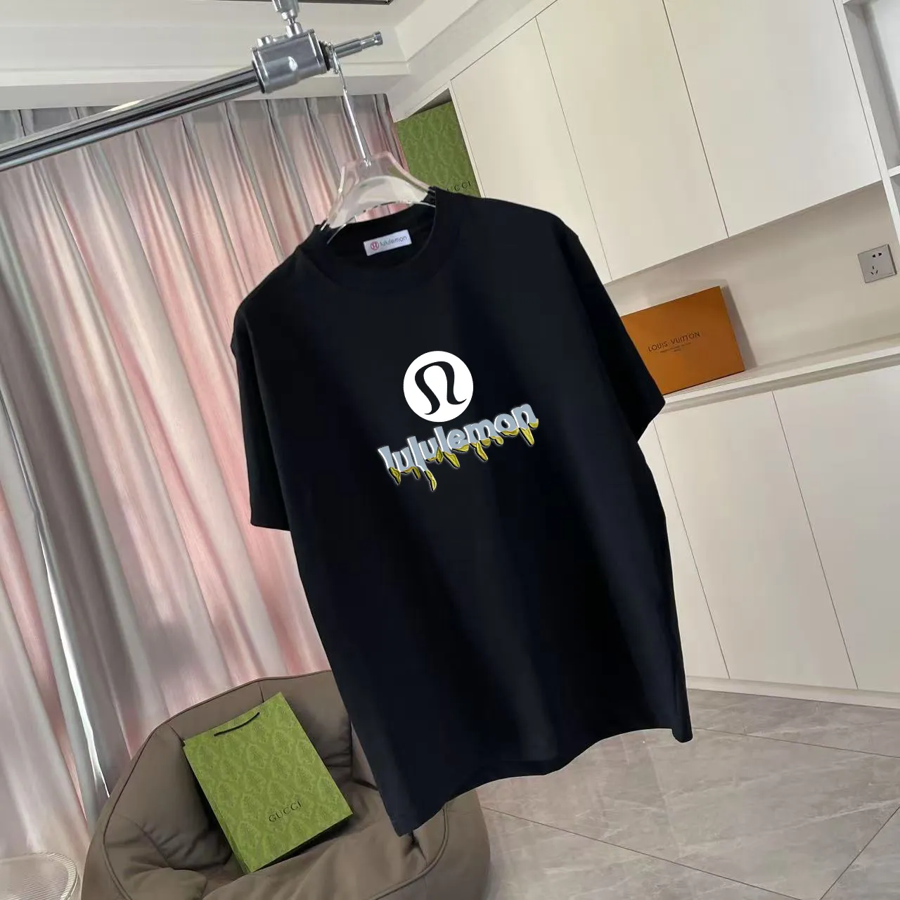 lulu* 2025 New Arrival logo g t Same Style Size：S M L XL XXL ：Black White Pink Purple