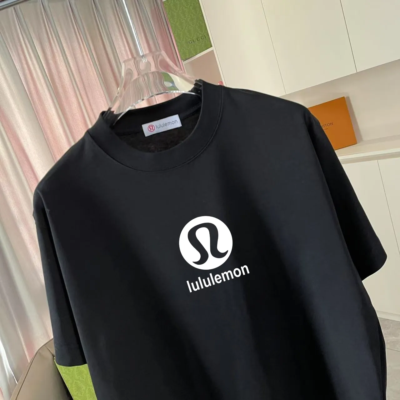 lulu* 2025 New Arrival logo g t Same Style Size：S M L XL XXL ：Black White Pink Gray