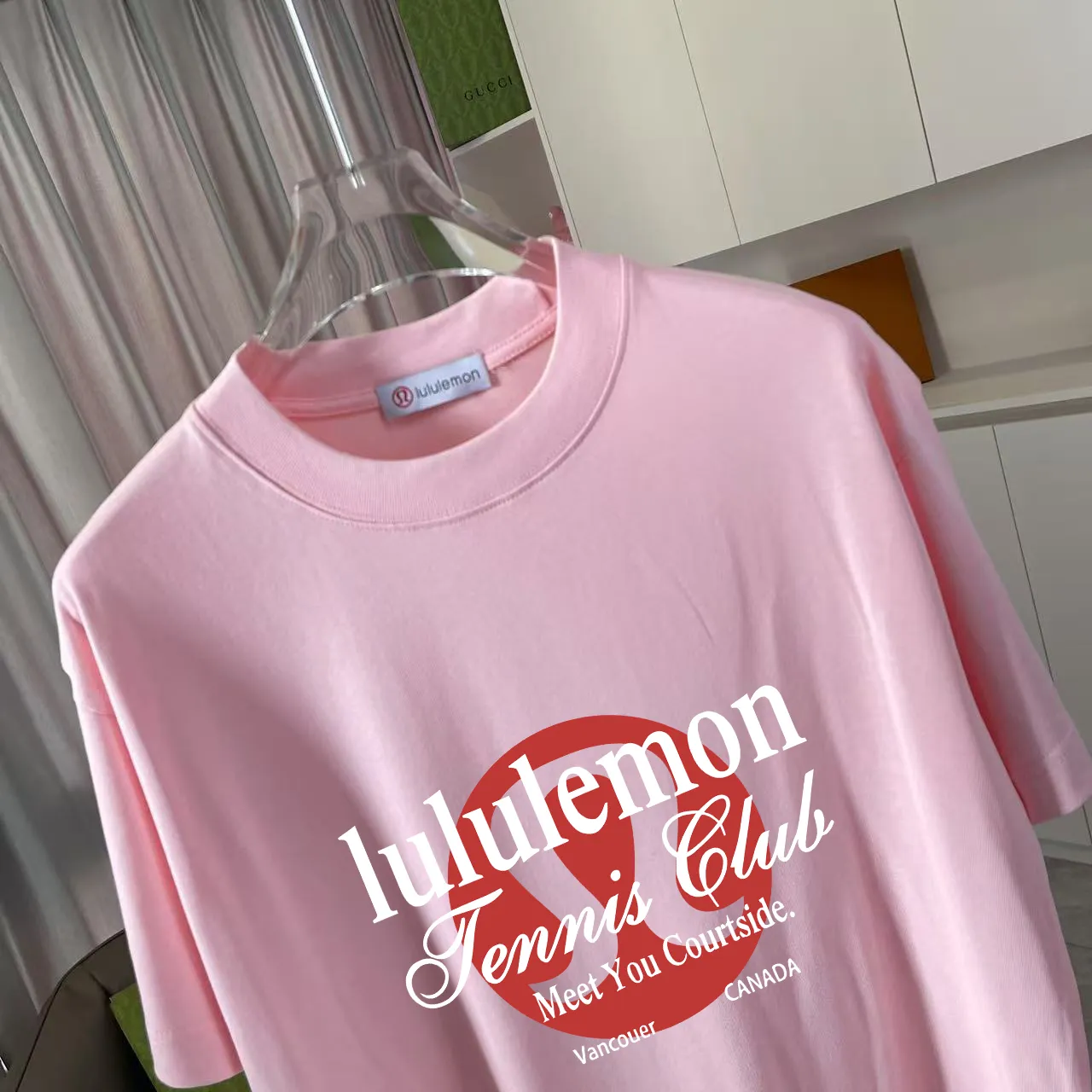 lulu* 2025 New Arrival logo g t Same Style Size：S M L XL XXL ：Black White Pink Purple