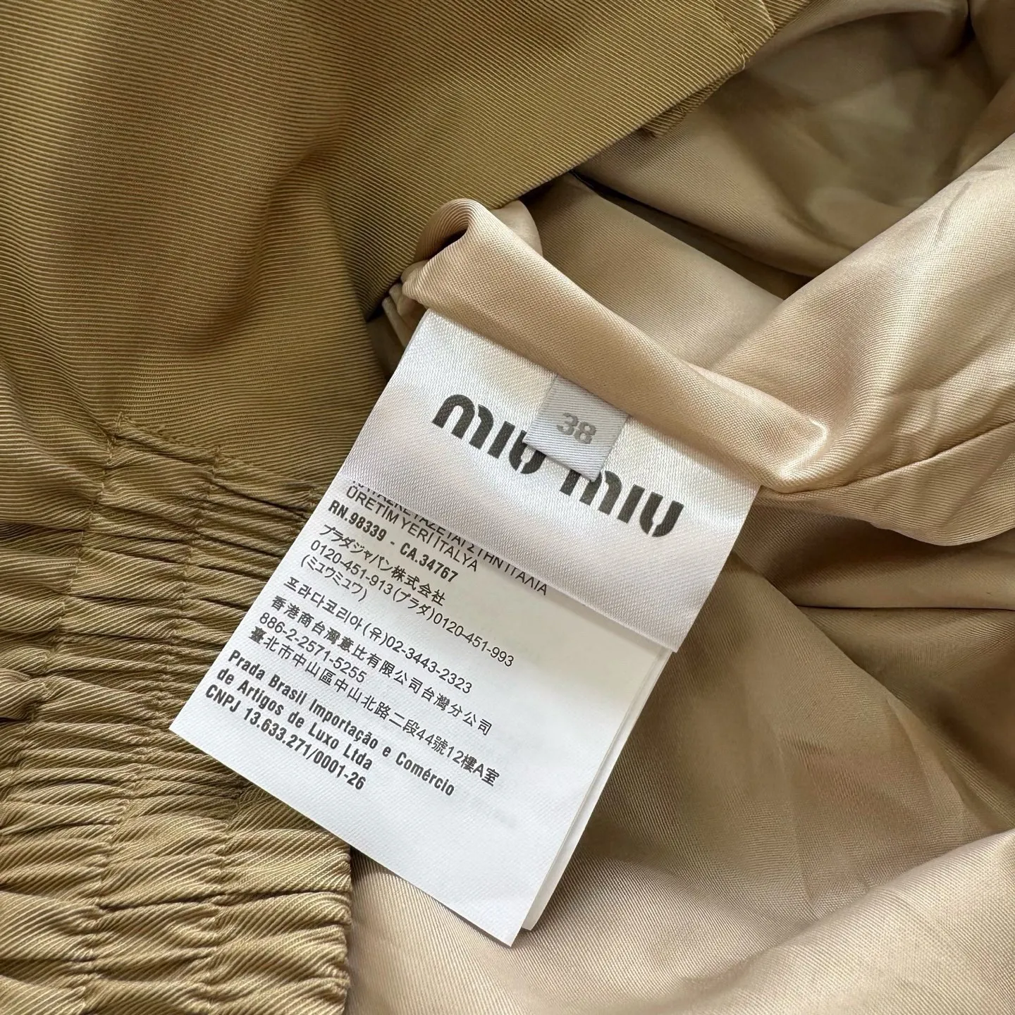 Miu Miu Khaki Miu Miu Classic 1： Miu Miu 2: 3: 4: Size：M-3XL