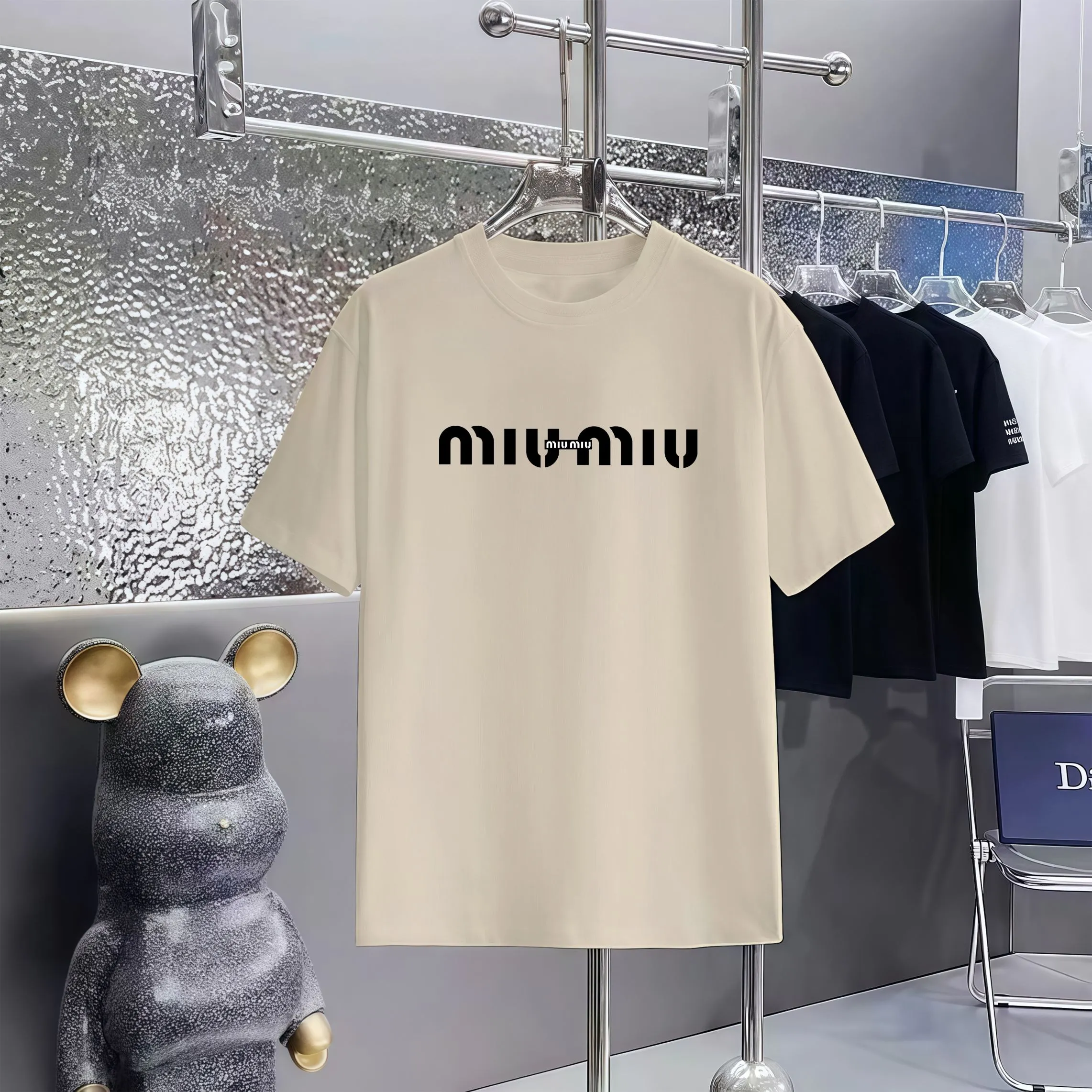 Miu Mi U T 1:1 300 1×1 Same Style LOGO OXS 220 ：Black，White， ，Red， Size：XS-L